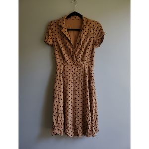 Tan Dress with Black Polkadots